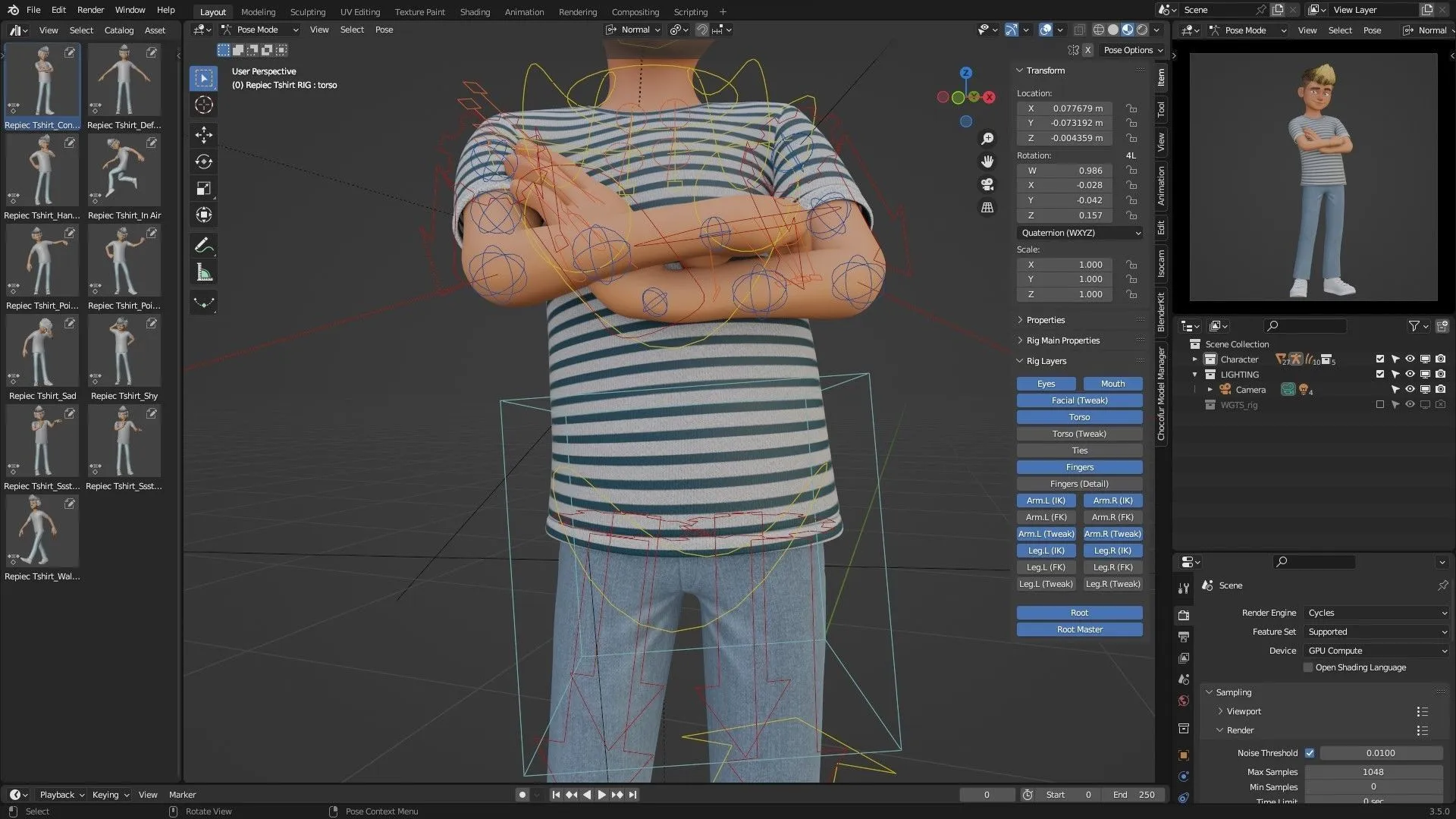 Cartoon White Teen Boy 3D animation showcase